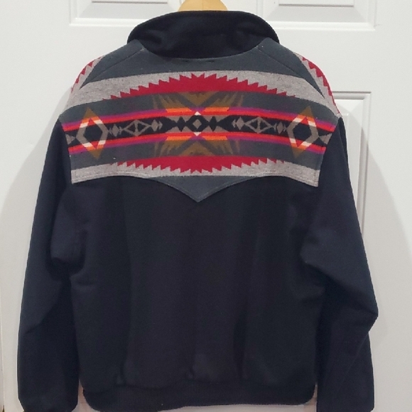 Pendleton VINTAGE 90'S High Grade Western Wear Black & Red Bomber Jacket Xlarge - Picture 8 of 13